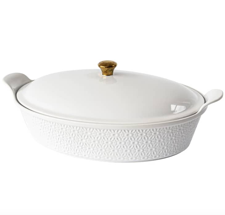 Product Image: Sofia Home White Oval Stoneware Casserole Dish with Lid