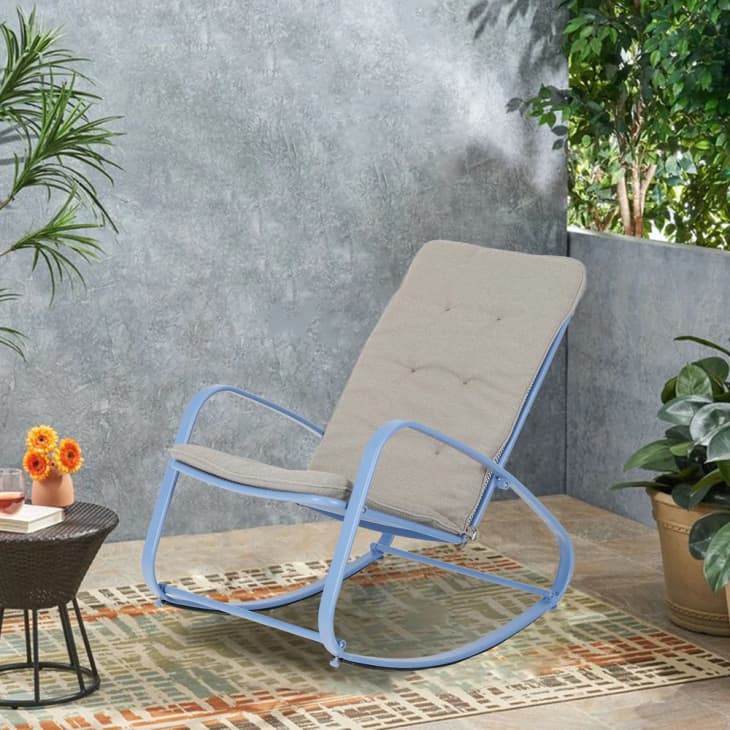 Padded Outdoor Steel Patio Rocker Chair at Overstock