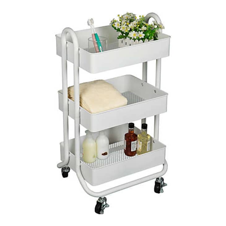 Squared Away 3-Tier Bath Storage Cart in White at Bed Bath & Beyond