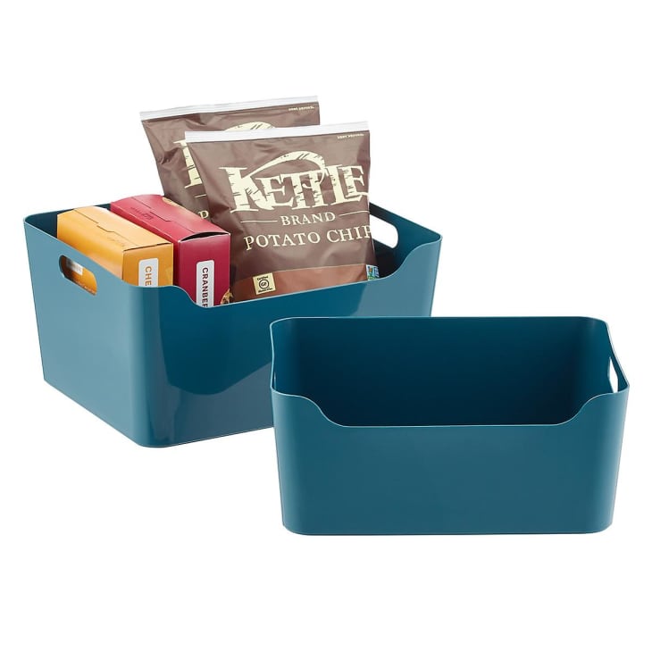 Product Image: Teal Plastic Storage Bins with Handles