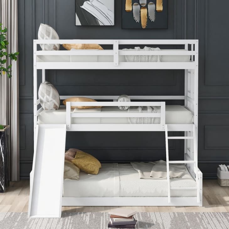 Product Image: Triple Bunk Bed with Convertible Ladder and Slide: Twin Over Twin Over Full