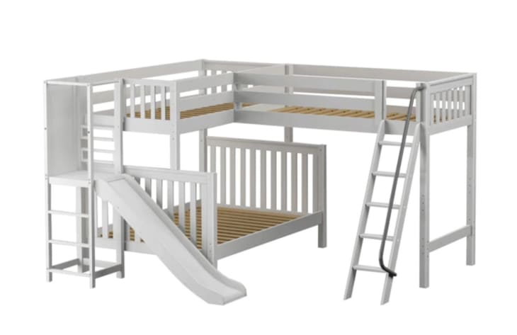 Product Image: Twin Over Full + Twin High Corner Loft Bunk with Angled Ladder