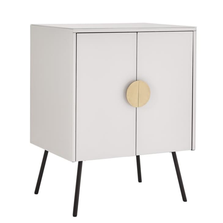 Product Image: Weston Home Leon White Glass 2-Door Accent Cabinet