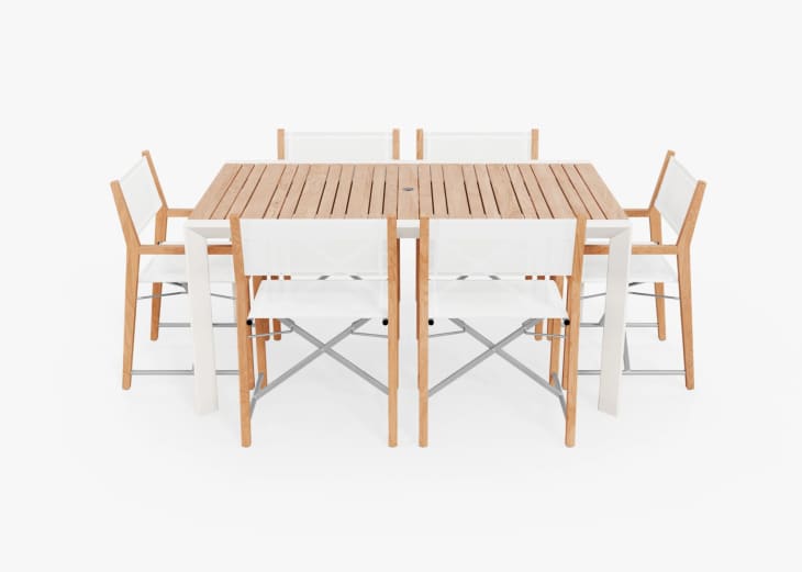 Product Image: Teak & Aluminum Outdoor Dining Table & 6 Director's Chairs