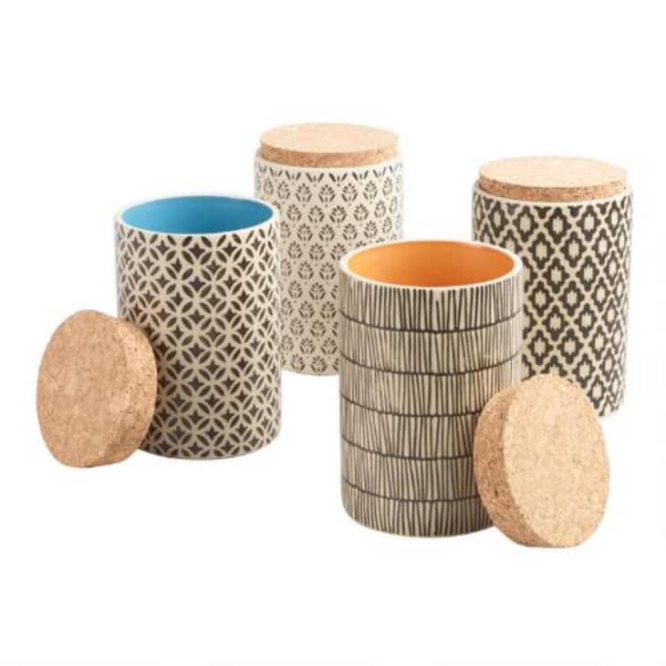 Product Image: Hand Painted Tea Canisters With Cork Lids, Set Of 4