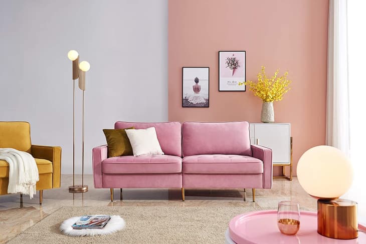 Product Image: JULYFOX Pink Velvet Fabric Sofa