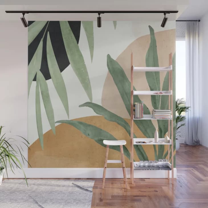 Product Image: Abstract Art Tropical Leaves 4 Wall Mural, 8' x 8'