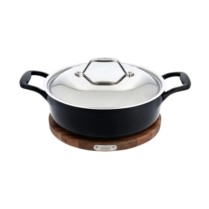 Enameled Cast Iron, Braiser with Lid and Acacia Wood Trivet, 4 quart at All-Clad