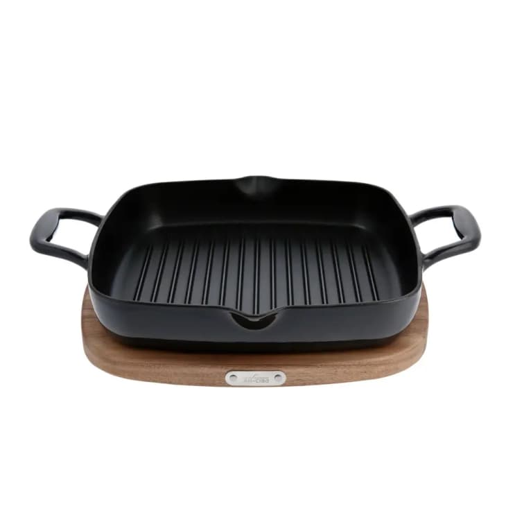 Enameled Cast Iron, Grill Pan with Acacia Wood Trivet, 11 inch at All-Clad