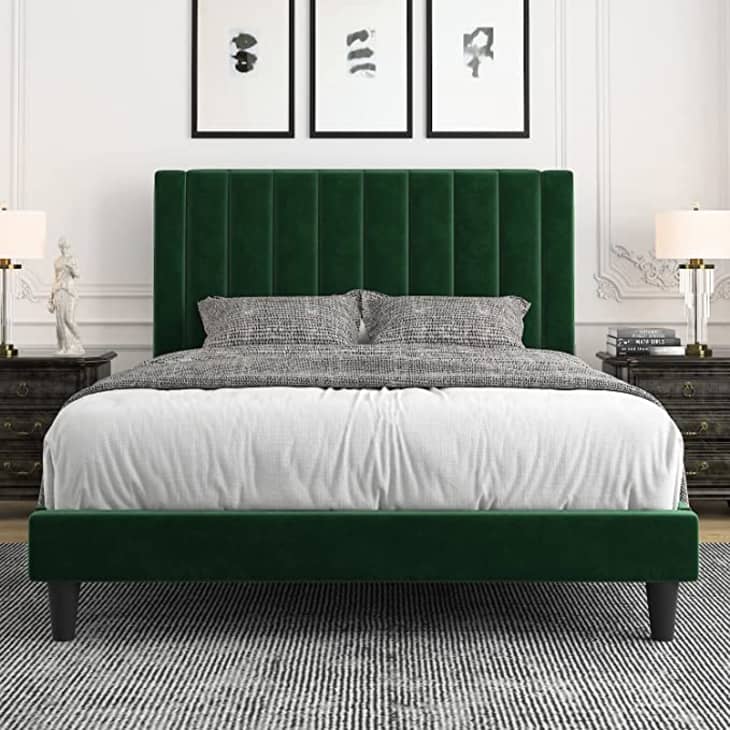 Allewie Velvet Upholstered Bed, Queen at Amazon