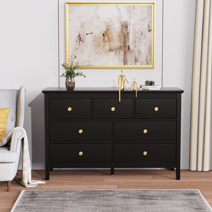 amazon black dresser PORKISS 6 Drawer Dresser, Tall Double Dressers for Bedroom with PU Lea