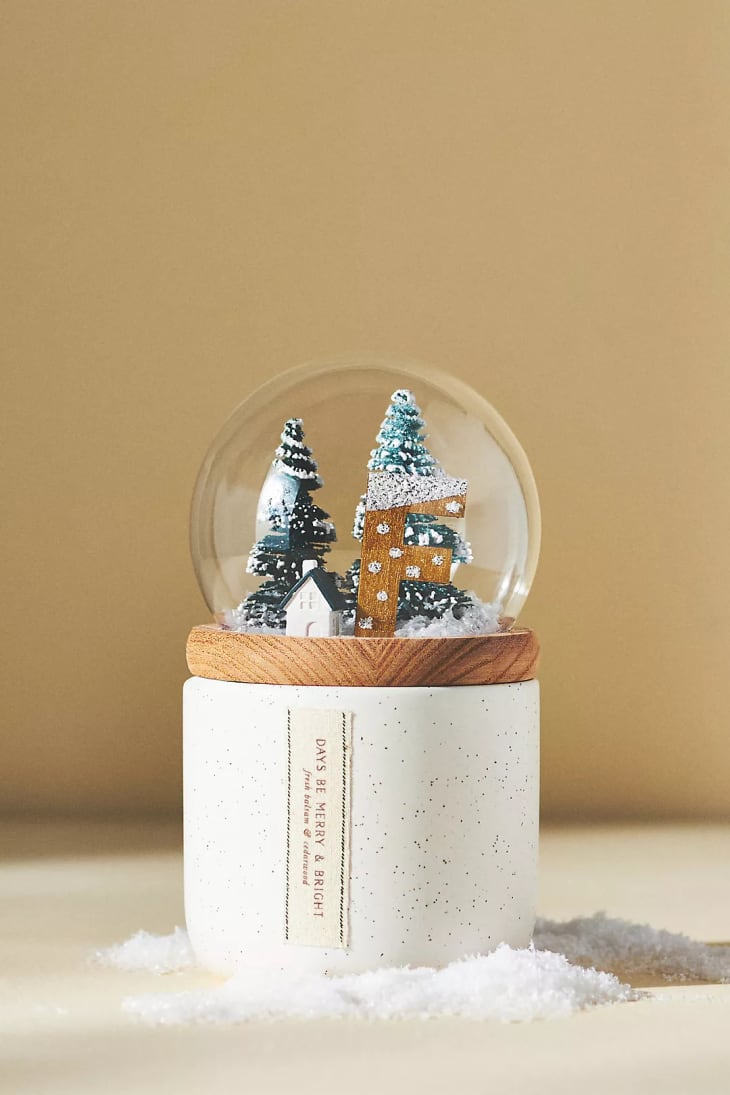 Product Image: Monogram Snow Globe Woody Fresh Balsam & Cedarwood Ceramic Candle