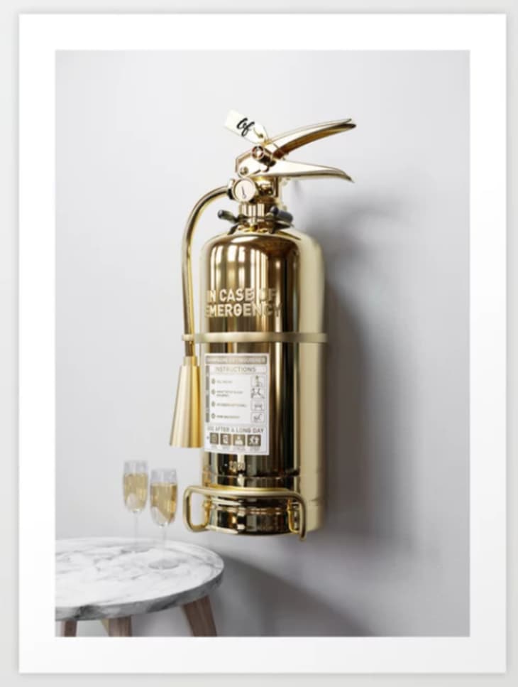 In Case Of Emergency - Champagne Extinguisher - Luxury Edition Art Print at Society6