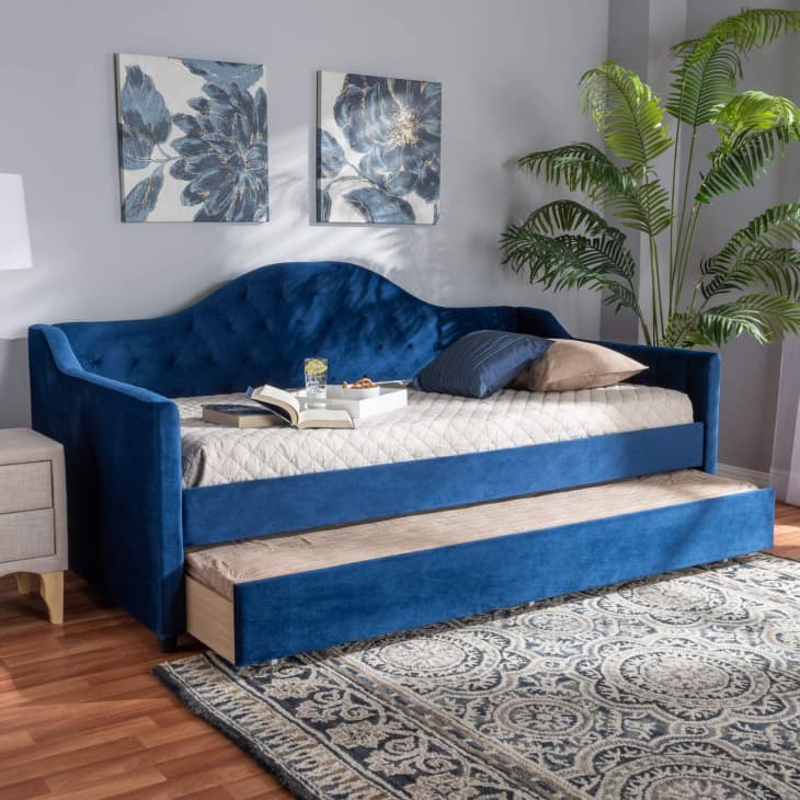 Product Image: Baxton Studio Perry Blue Velvet Trundle Bed