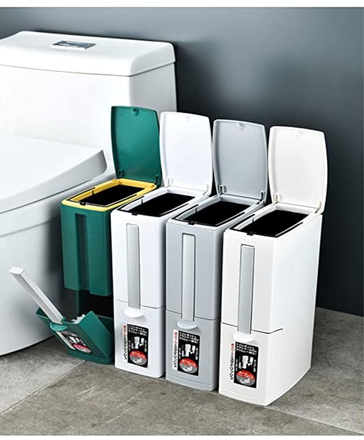 Cq acrylic 6L Slim Trash Can with Toilet Brush at Amazon