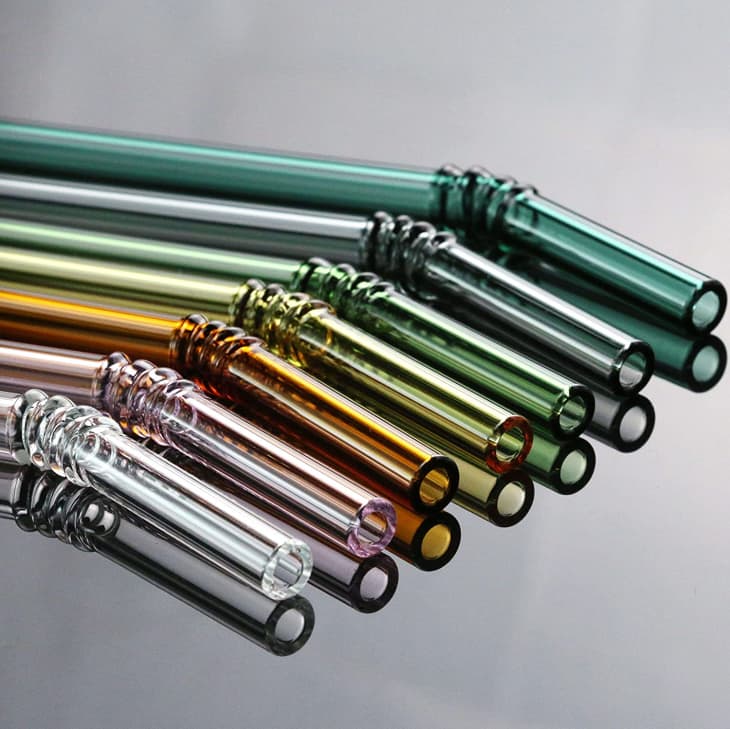 9 pcs/set Reusable Glass Straws Shatterproof Straws with Colorful