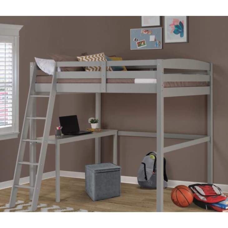 Concord Grey Full-Size High Loft Bed with Desk at Home Depot