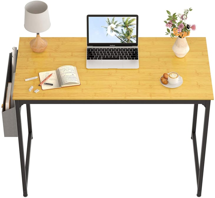 Cement FORTUNELIN Writing Desk for Small Space,Computer Desk with Drawer,37.4 Inch Small Desk,Study Writing Table,Work Station for Home,Office Cement +Black 37.4 inch W x 18.9 inch D x 30 inchH 