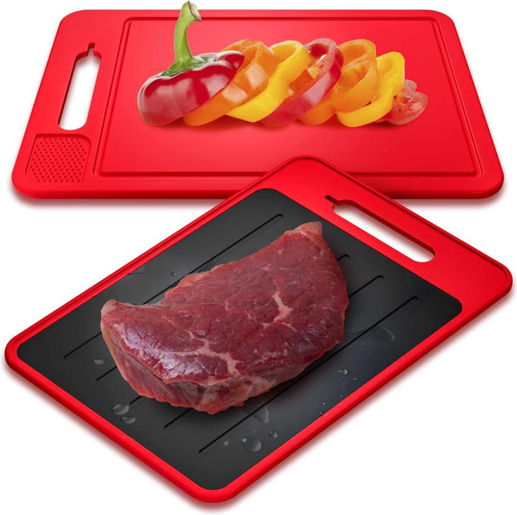 4-in-1 Cutting Board with Defrosting Tray, Knife Sharpener, and Garlic Grater at Amazon