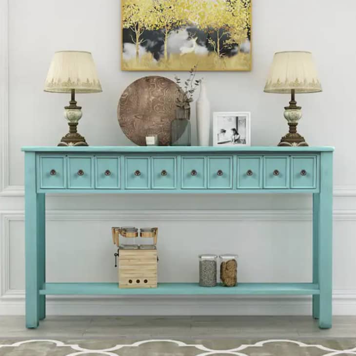 Product Image: Elvira Blue Standard Rectangle Wood Console Table