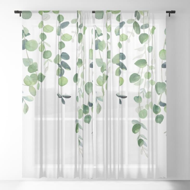 Eucalyptus Watercolor Sheer Curtains, Set of 2, 50" x 84" at Society6