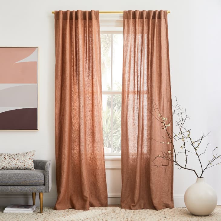 European Flax Linen Melange Curtain, 48" x 84" at West Elm