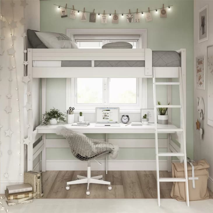 Product Image: Everiz Twin Solid Wood Loft Bed with Built-in-Desk