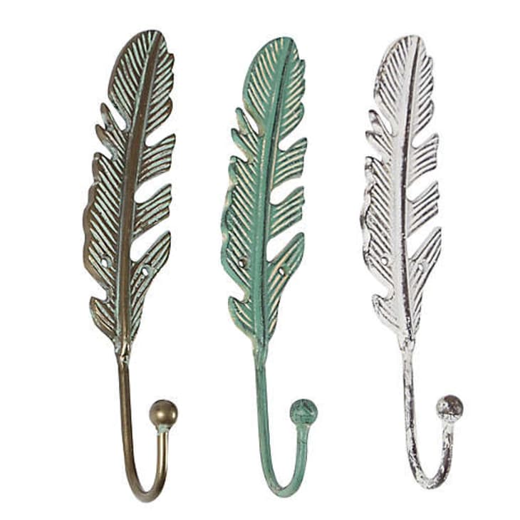 Product Image: Ridge Road Décor Metal Feather Eclectic Multicolored Wall Hooks