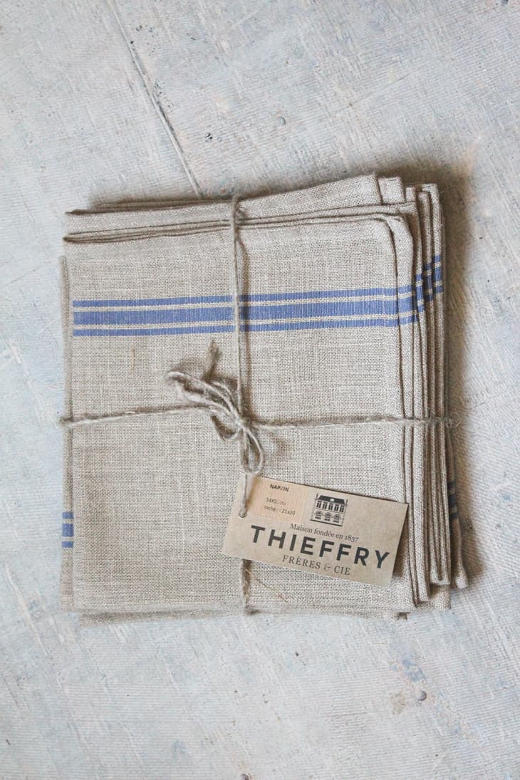 Thieffry Blue Monogramme Linen Dish Towel at French Dry Goods