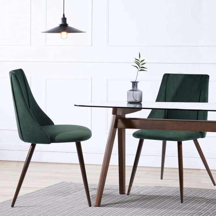 FurnitureR Velvet Dining Chairs (Set of 2) at Amazon