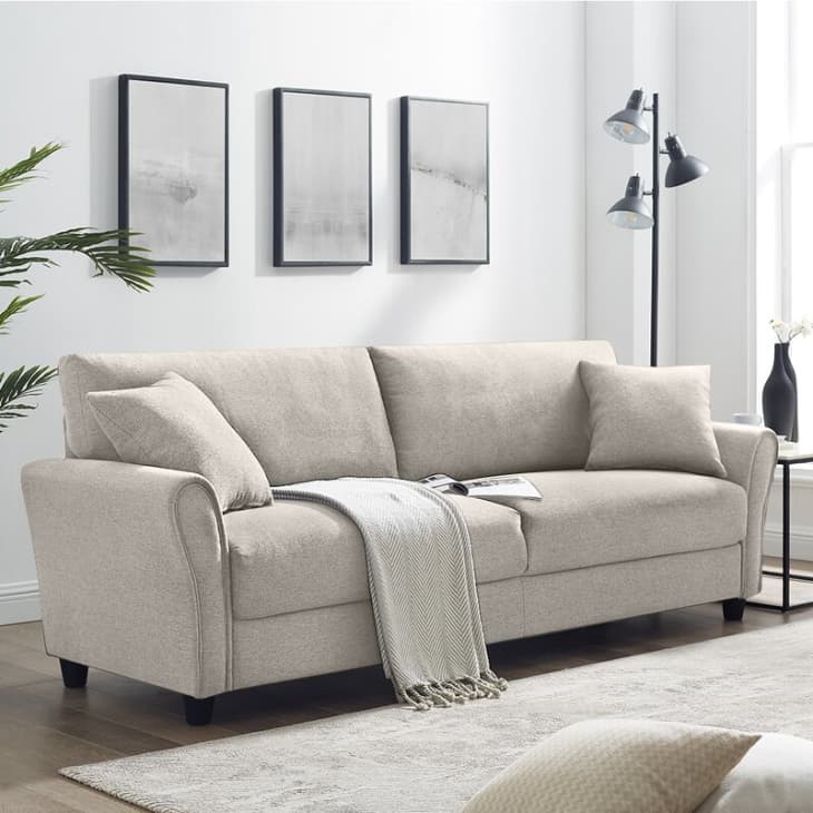 Product Image: Gabija Cotton 85.43" Rolled Arm Sofa in Cream