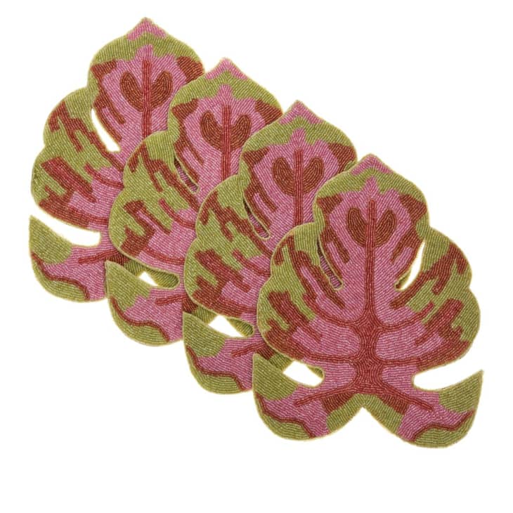 Product Image: Garcelle at Home Set of 4 Beaded Palm Leaf Placemats