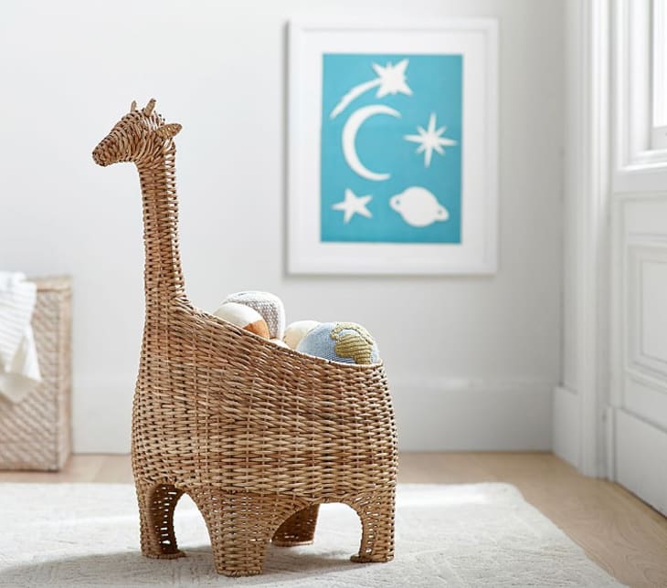 Giraffe Shaped Wicker Basket at Pottery Barn Kids