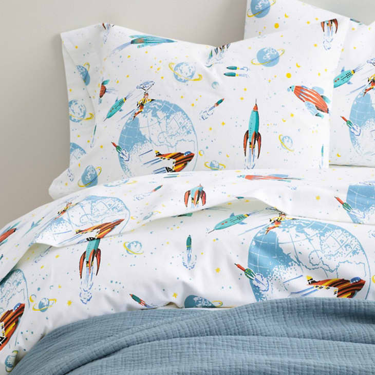 Product Image: Glow-in-the-Dark White Rockets Flannel Bedding