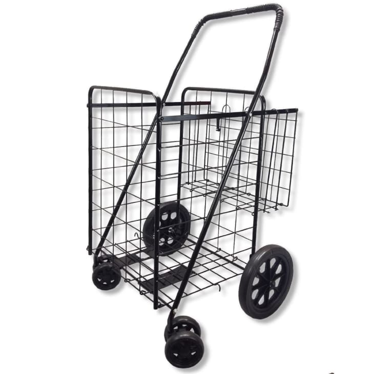 Goplus Jumbo Folding Shopping Cart with Double Basket at Amazon