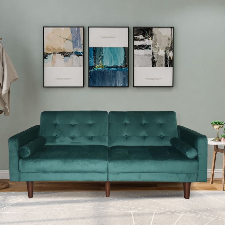 Product Image: Green Velvet Tufted Futon Sofa Bed