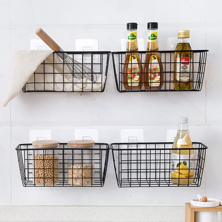 Metal Hanging Wire Basket with Hooks at Amazon