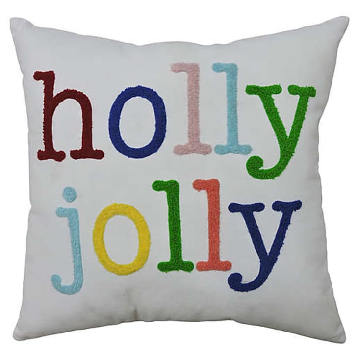 Holly Jolly Square Christmas Throw Pillow at Bed Bath & Beyond