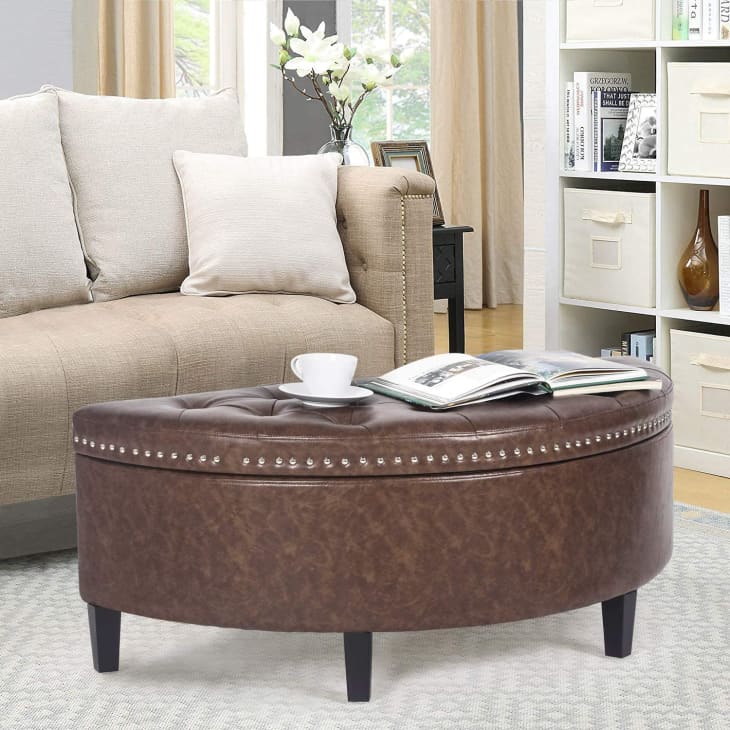 Homebeez Tufted Faux-Leather Half Moon Storage Bench at Amazon