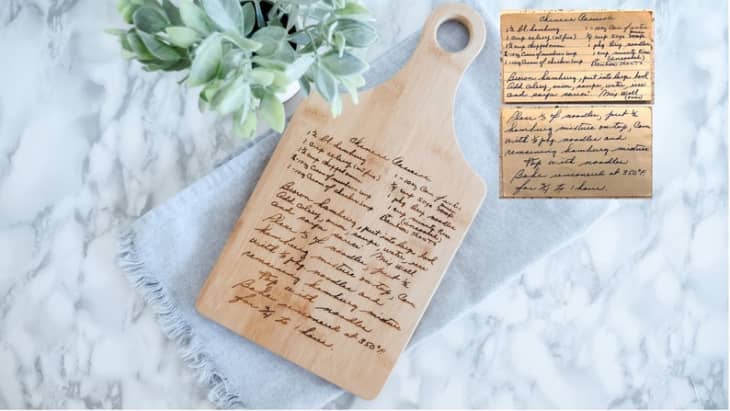 Product Image: Bamboo Cutting Board Engraved with Handwritten Recipe by FourthAvenueDesigns