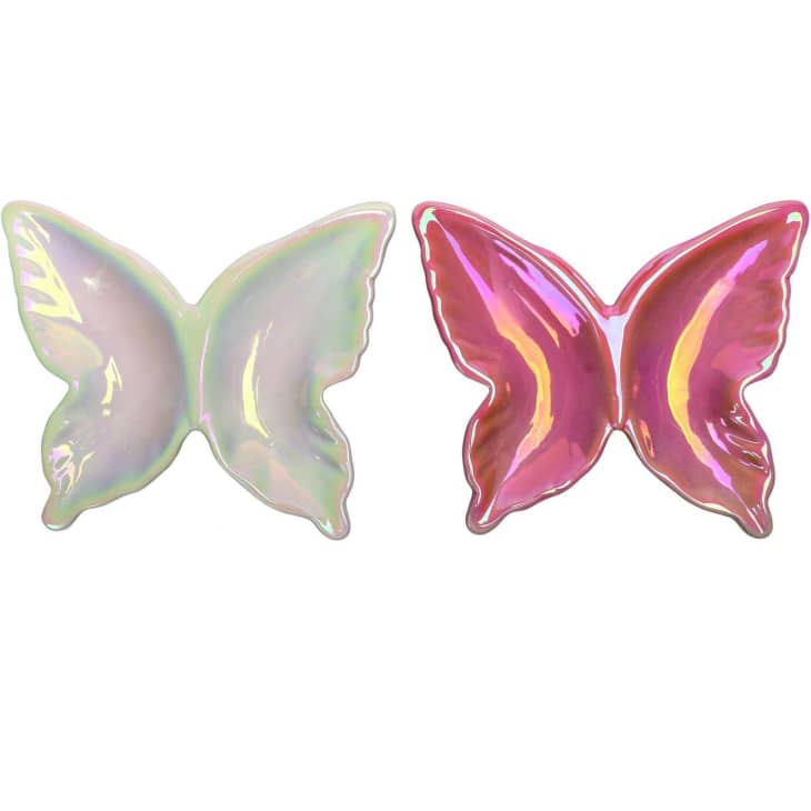 Transpac Iridescent Butterflies Snack Plates (Set of 2) at Amazon