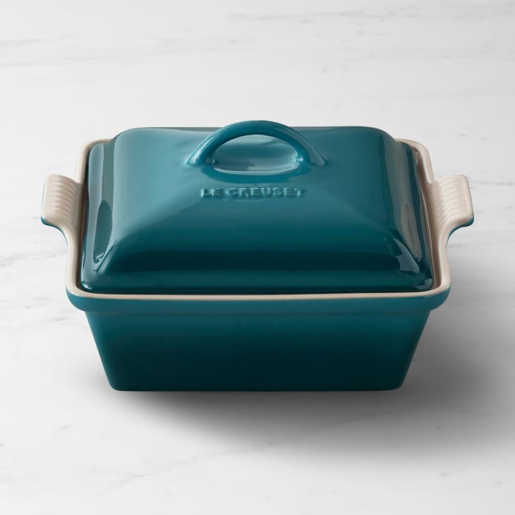 Le Creuset Heritage Stoneware Shallow Square Covered Baker at Williams Sonoma