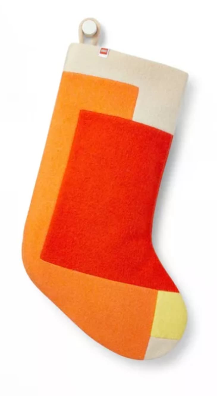 Product Image: 20" Color Block Felt Holiday Stocking Orange/Red - LEGO® Collection x Target