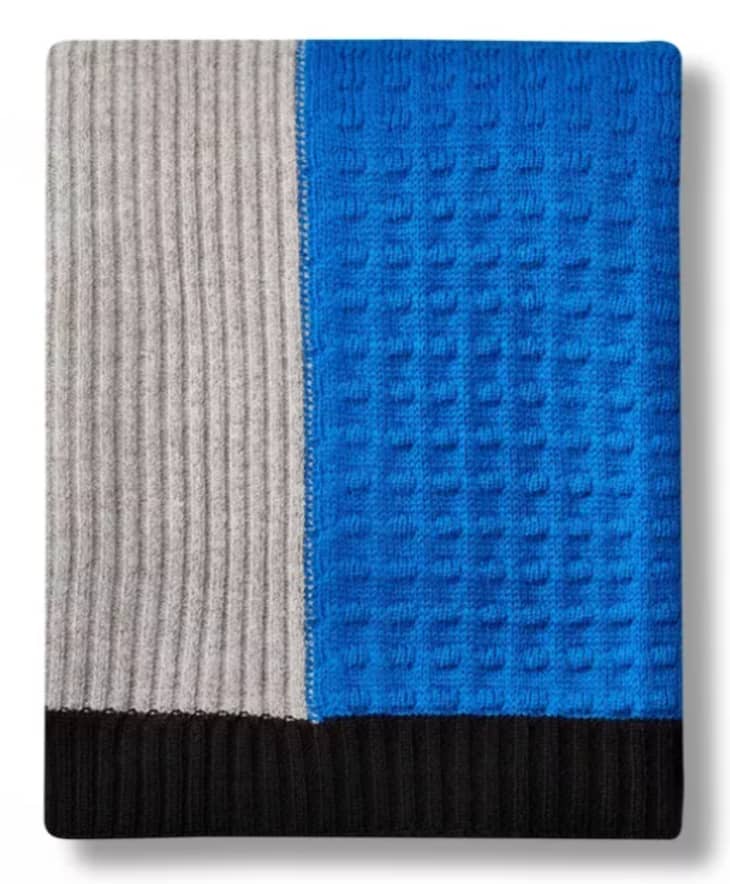 Product Image: Textural Color Block Sweater Knit Throw Blanket Gray/Blue/Black - LEGO® Collection x Target