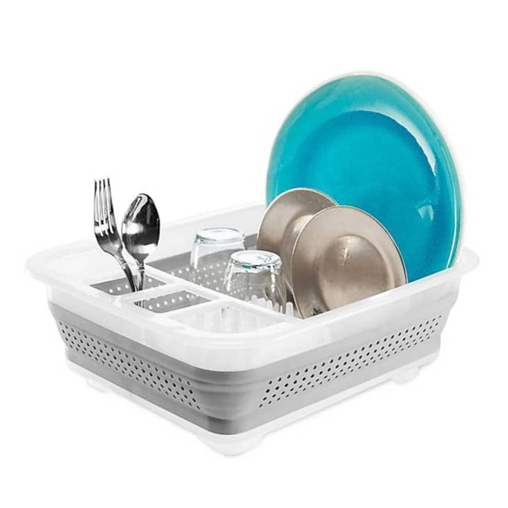 Collapsible Plastic and Silicone Dish Rack, Clear