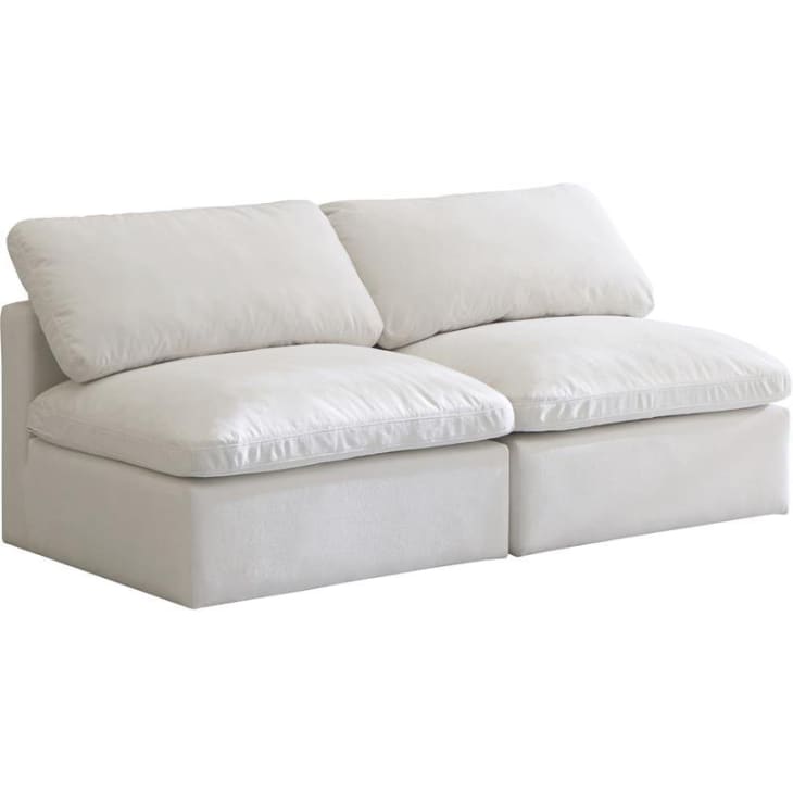 Meridian Furniture Plush Standard Cream Velvet Cloud Modular Armless Sofa at Walmart
