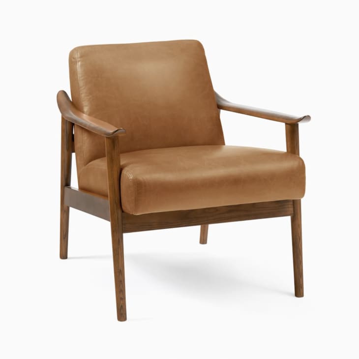 Mid-Century Leather Show Wood Chair at West Elm