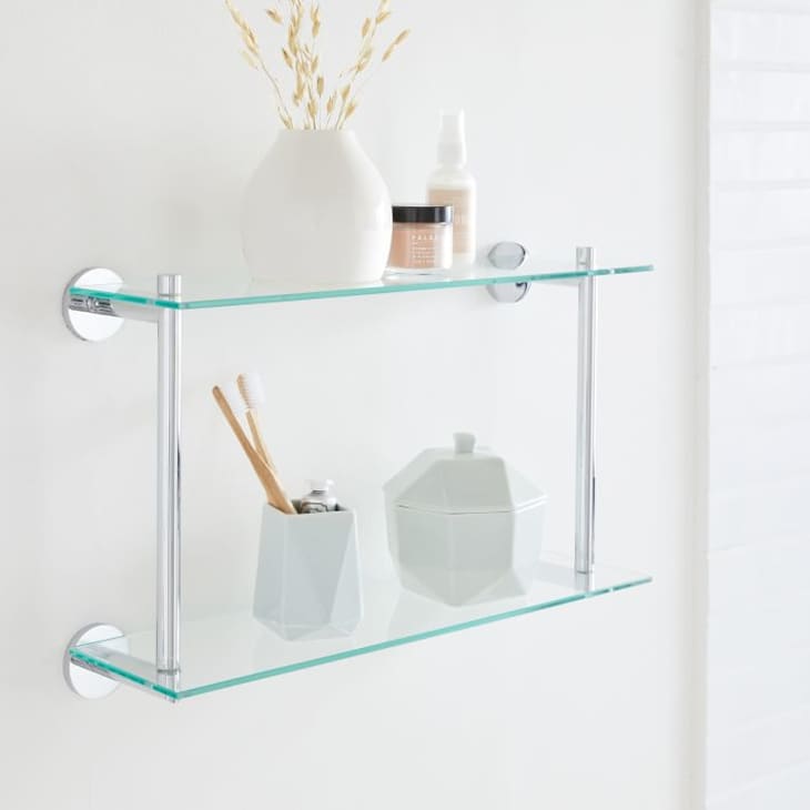 Modern Overhand Double Glass Bathroom Shelf at West Elm