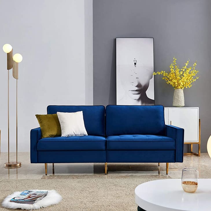 Product Image: JULYFOX Navy Blue Velvet Sofa
