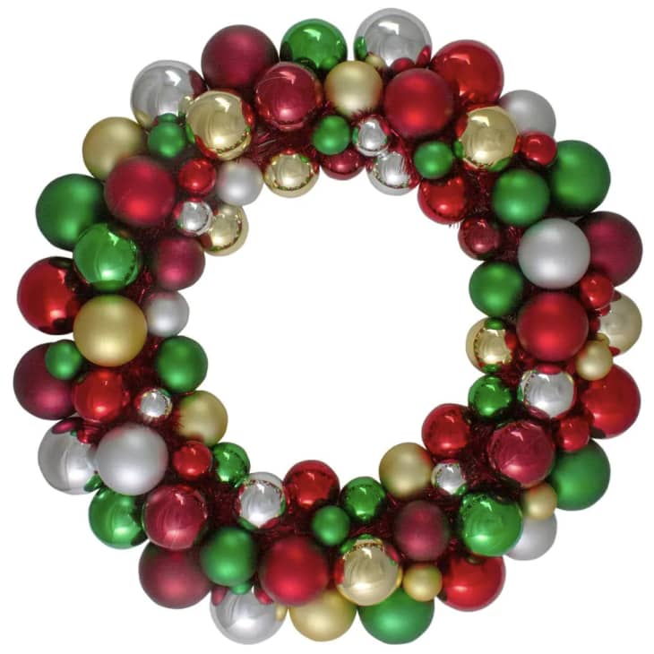 Multi-Color Christmas Ball Wreath at Home Depot